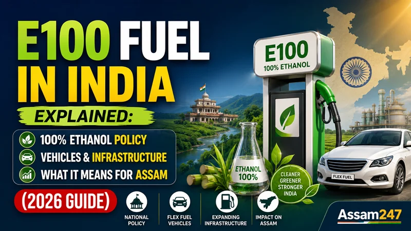 E100 Fuel in India Explained: 100% Ethanol Policy, Vehicles, Infrastructure & What It Means for India and Assam (2026 Guide)
