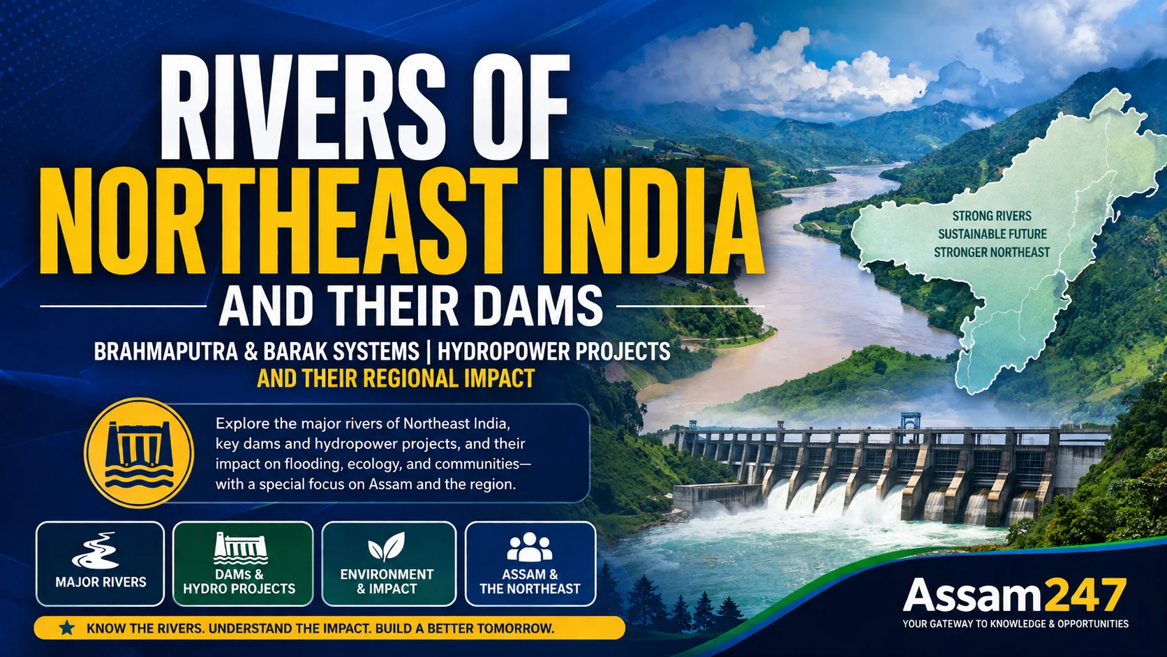 Rivers of Northeast India and Their Dams: A Complete Guide to the Brahmaputra and Barak River Systems, Major Hydropower Projects, and Their Regional Impact