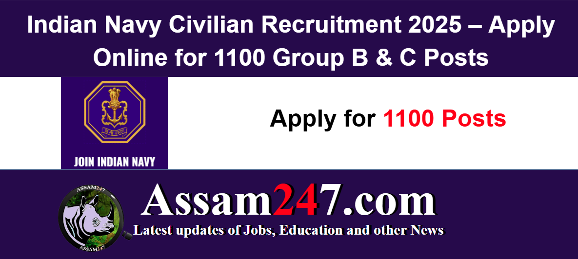 Indian Navy Civilian Recruitment 2025 – Apply Online for 1100 Group B & C Posts