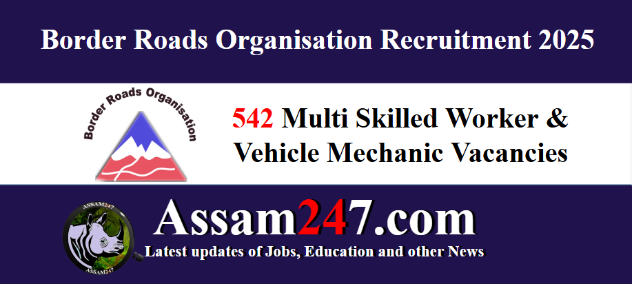 Border Roads Organisation Recruitment 2025 – 542 Multi Skilled Worker & Vehicle Mechanic Vacancies