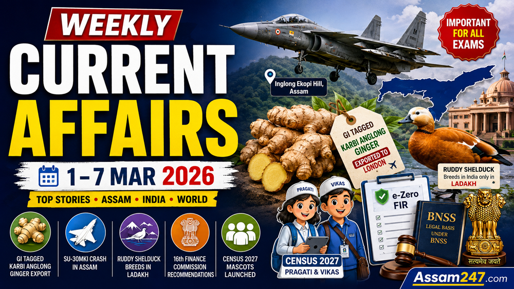 Weekly Current Affairs: 1 March – 7 March 2026 | Assam, National &amp; International News