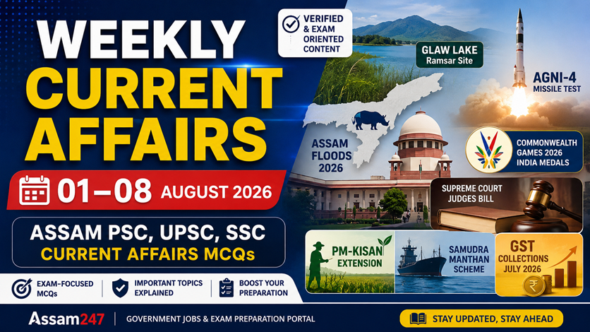 Weekly Current Affairs: 01–08 August, 2026 | Assam, National &amp; International News