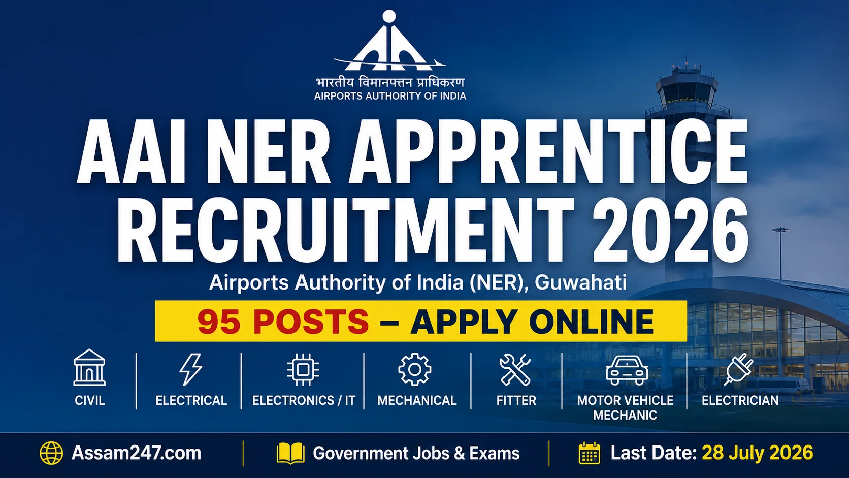 AAI NER Apprentice Recruitment 2026 – 95 Apprenticeship Posts in Guwahati: Full Eligibility, Stipend & Selection Guide