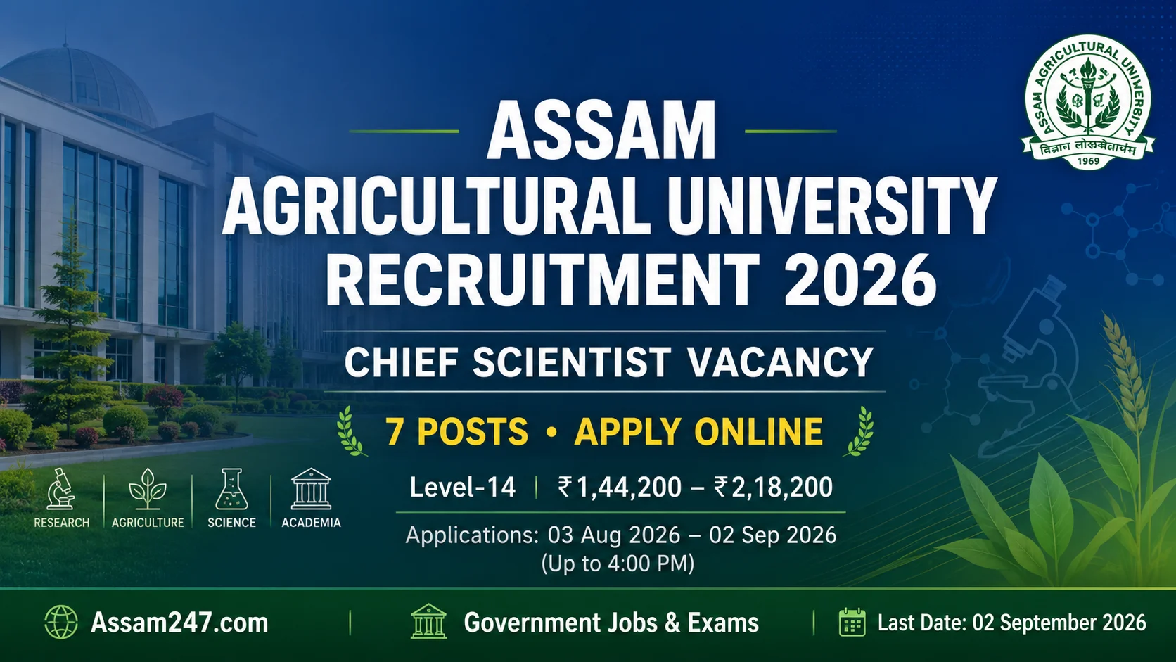Assam Agricultural University Recruitment 2026: Chief Scientist Vacancy — Eligibility, Pay Scale & Application Process