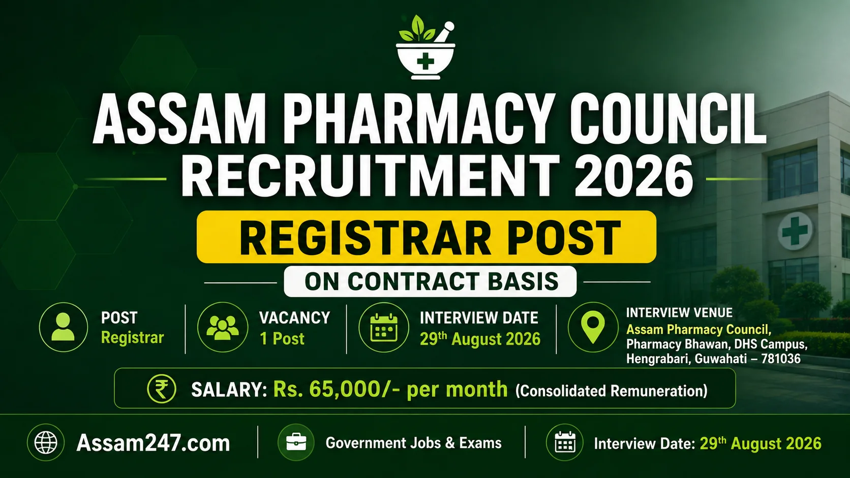 Assam Pharmacy Council Recruitment 2026: Registrar Post on Contract Basis - Full Details