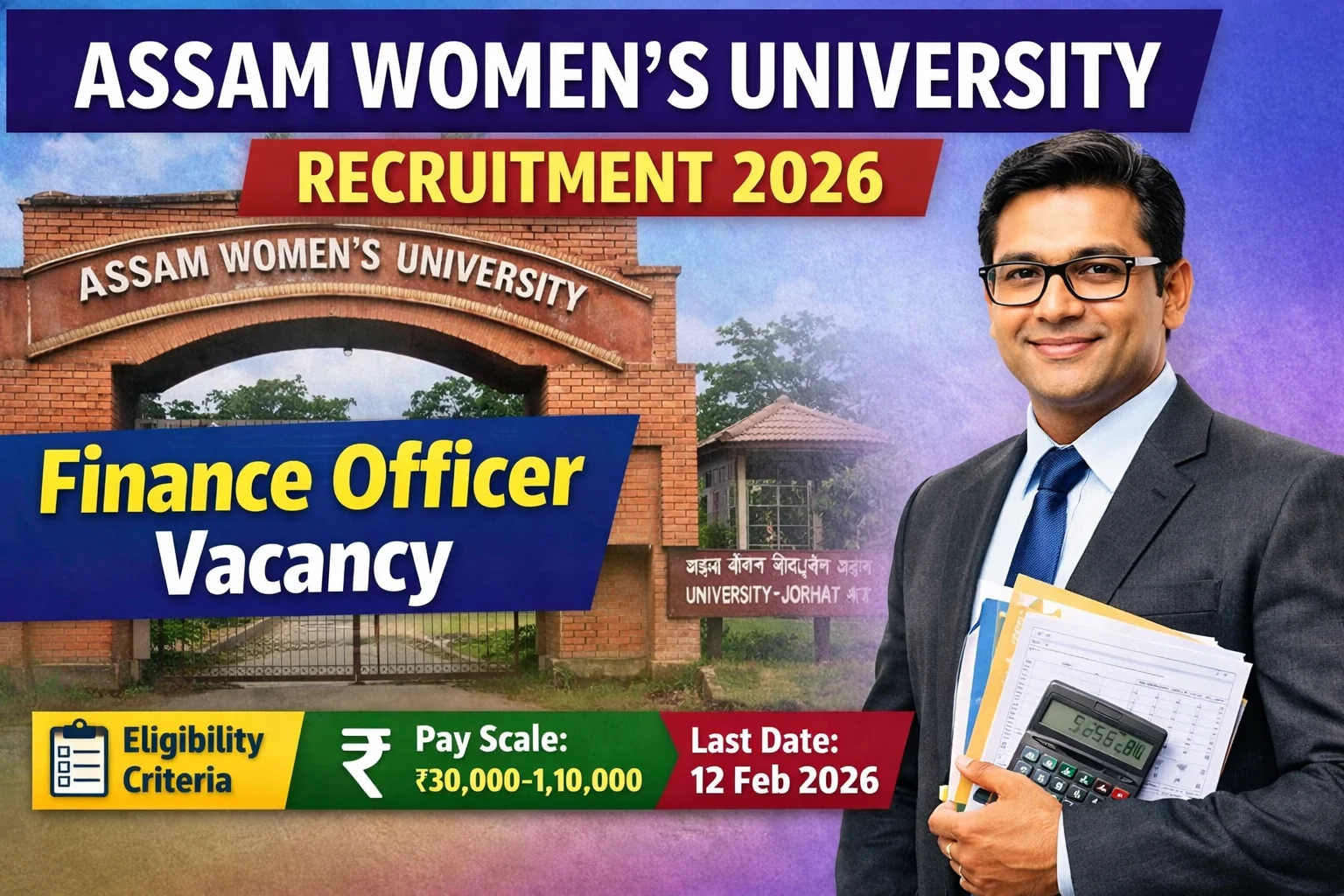 Assam Women’s University Recruitment 2026: Finance Officer (FO) Vacancy in Jorhat