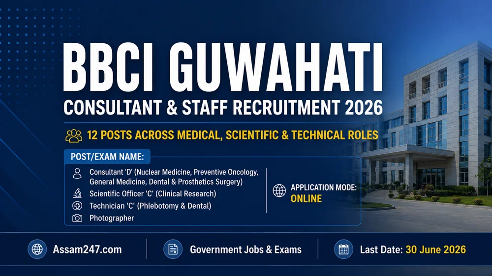 BBCI Guwahati Consultant & Staff Recruitment 2026 – 12 Posts Across Medical, Scientific & Technical Roles