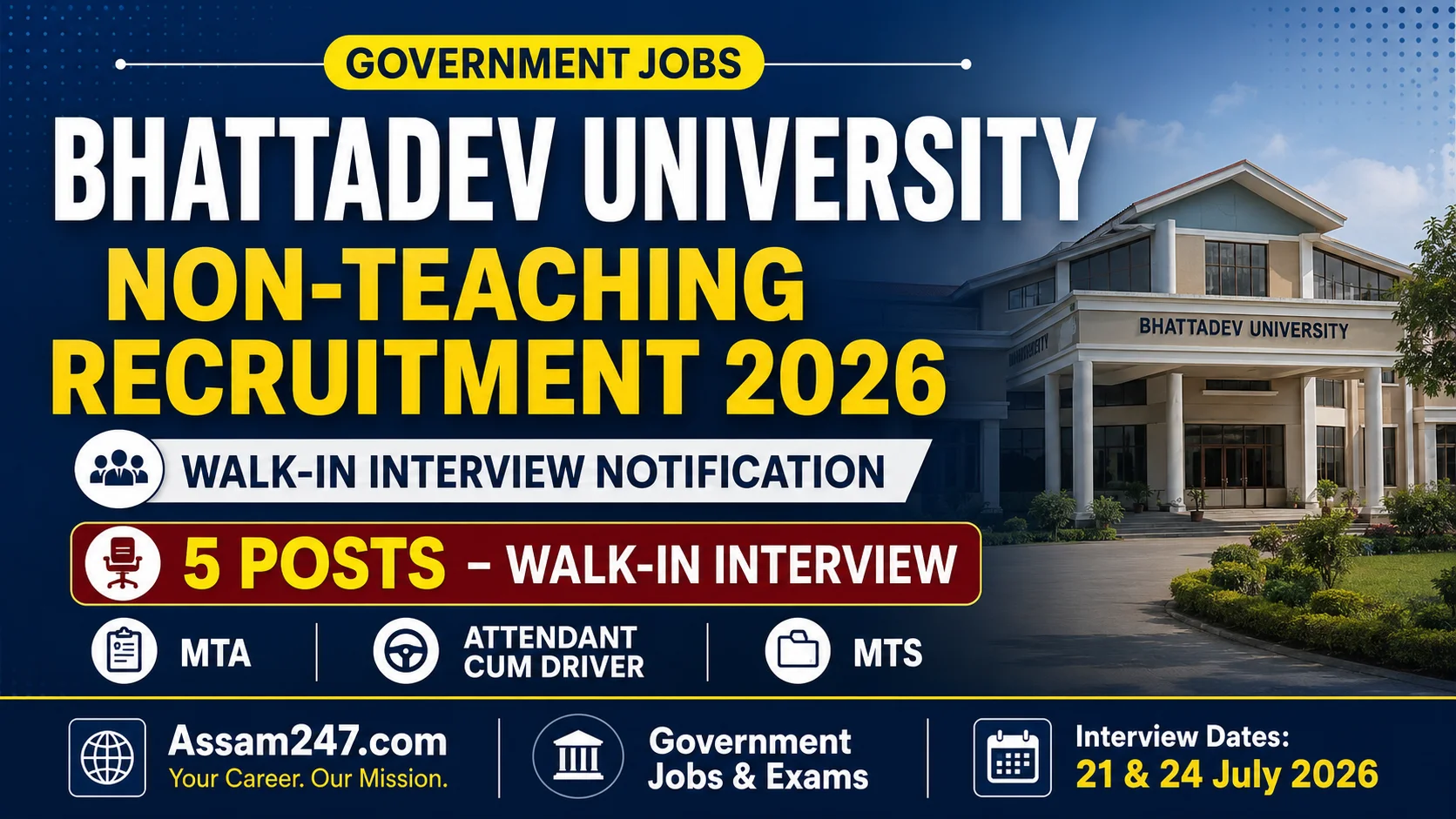 Bhattadev University Non-Teaching Recruitment 2026: Walk-In Interview for MTA, MTS and Driver Posts