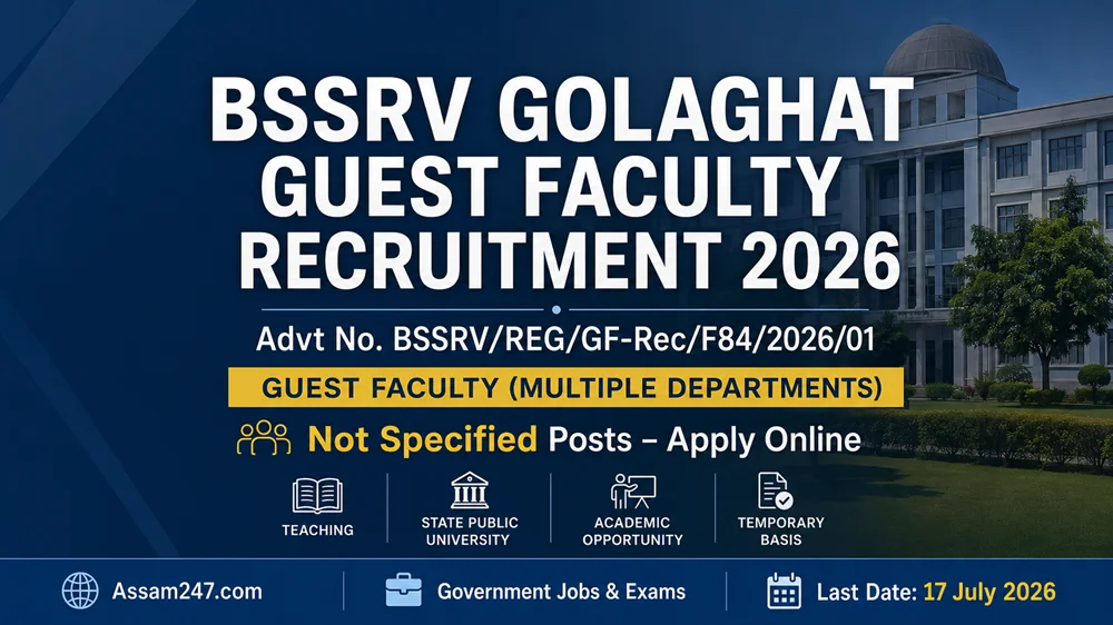 BSSRV Golaghat Guest Faculty Recruitment 2026: Eligibility, Departments & How to Apply
