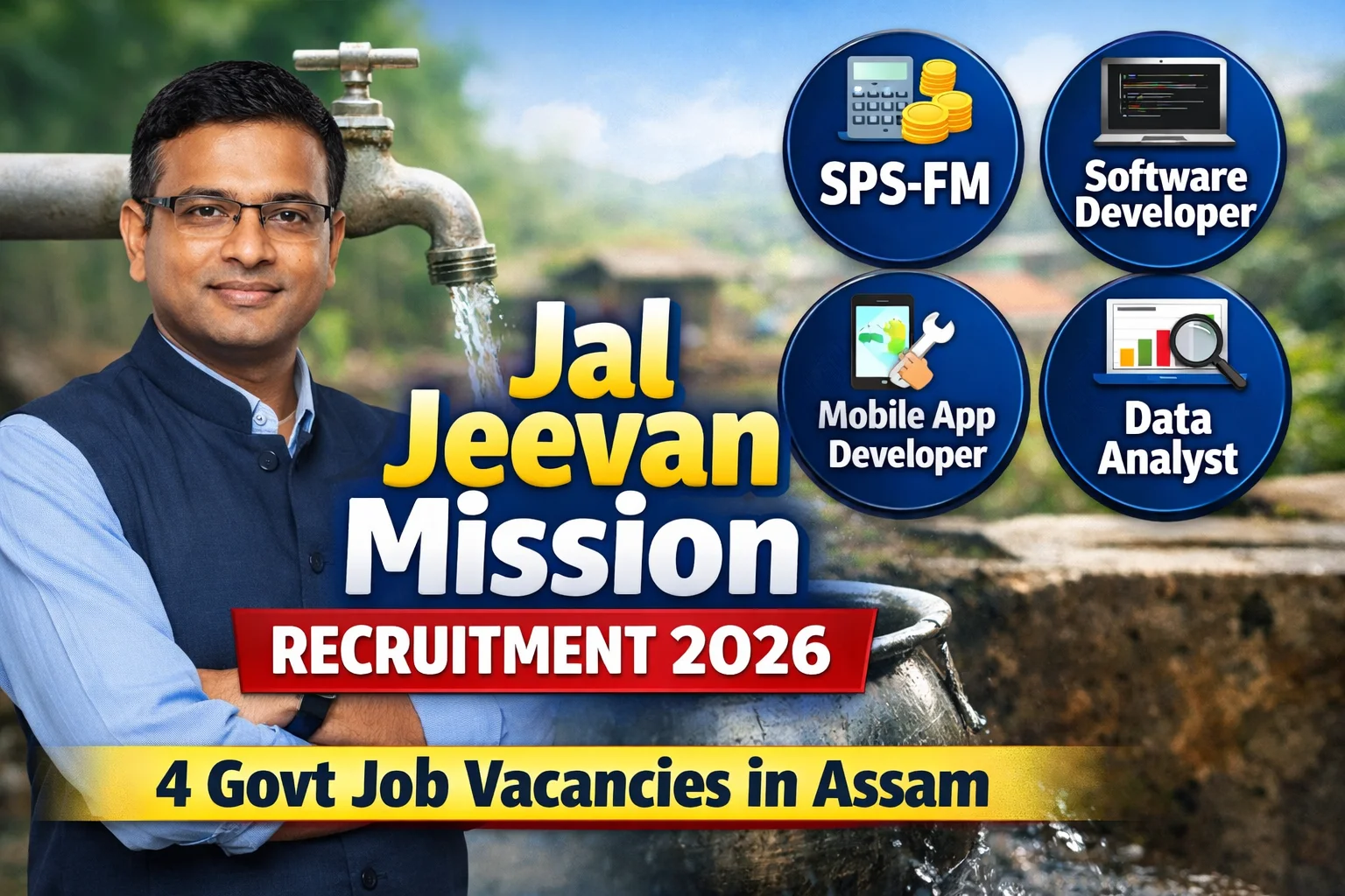Jal Jeevan Mission Assam Recruitment 2026: Walk-in Interview for SPS-FM, Software Developer & Data Analyst Posts