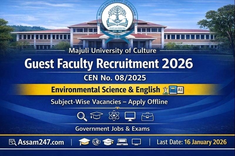 Majuli University of Culture Guest Faculty Recruitment 2026 – Environmental Science & English