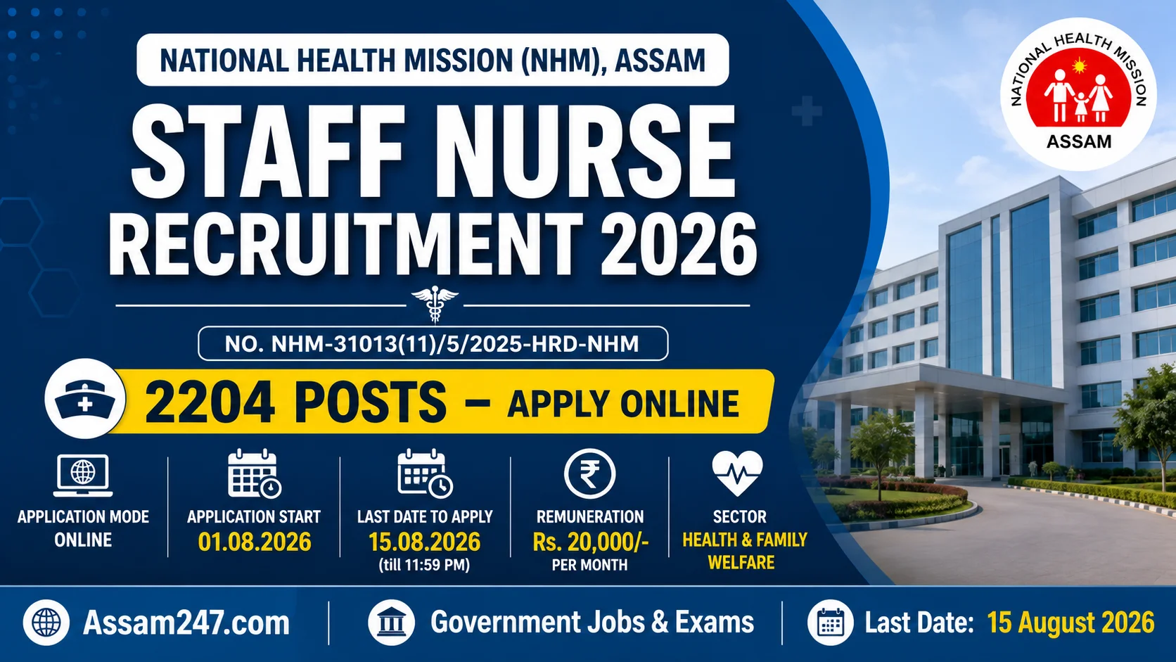 NHM Assam Staff Nurse Recruitment 2026: 2204 Vacancies, Eligibility, Salary & Selection Process Explained