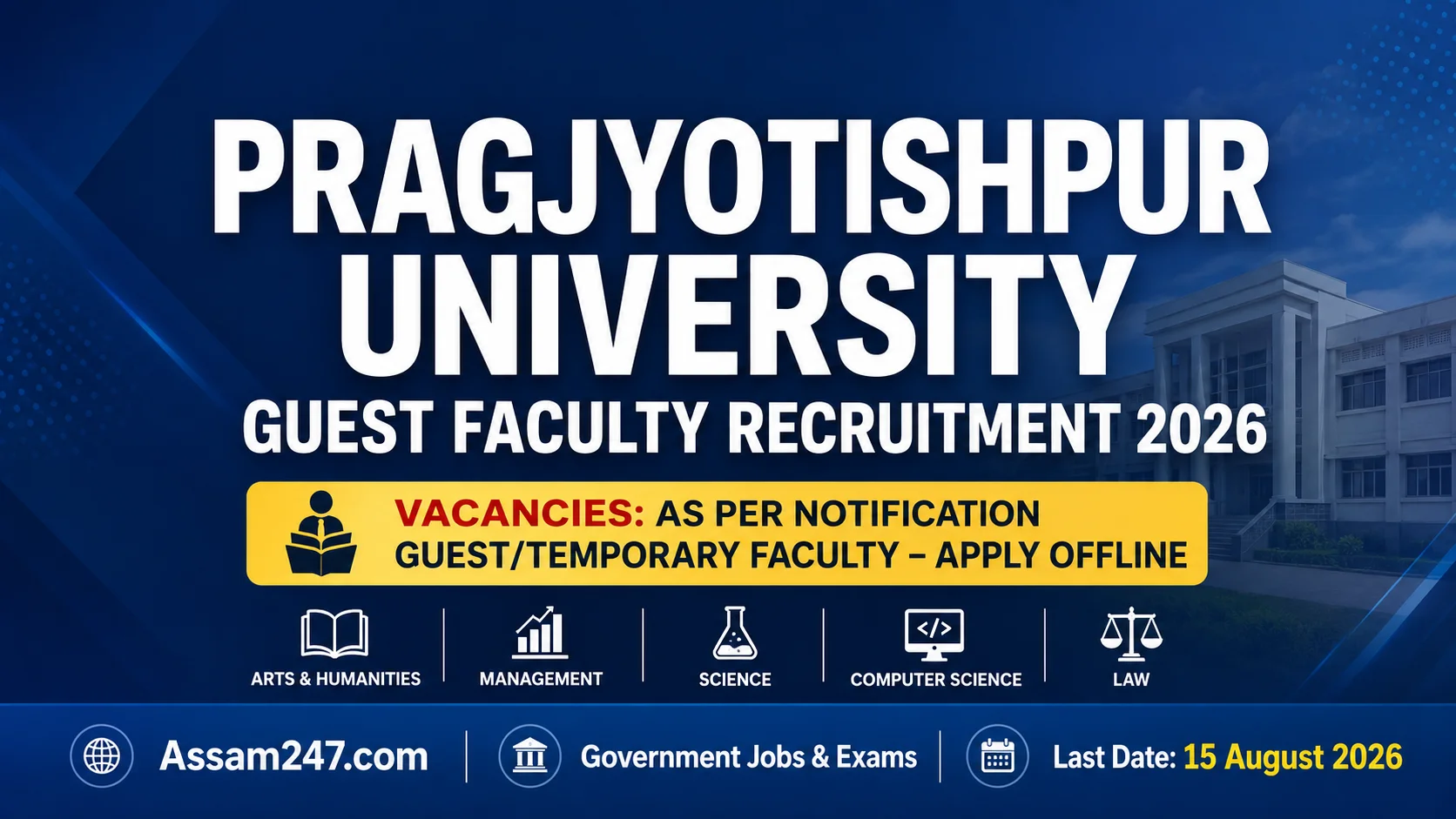 Pragjyotishpur University Guest Faculty Recruitment: Assam Career 2026