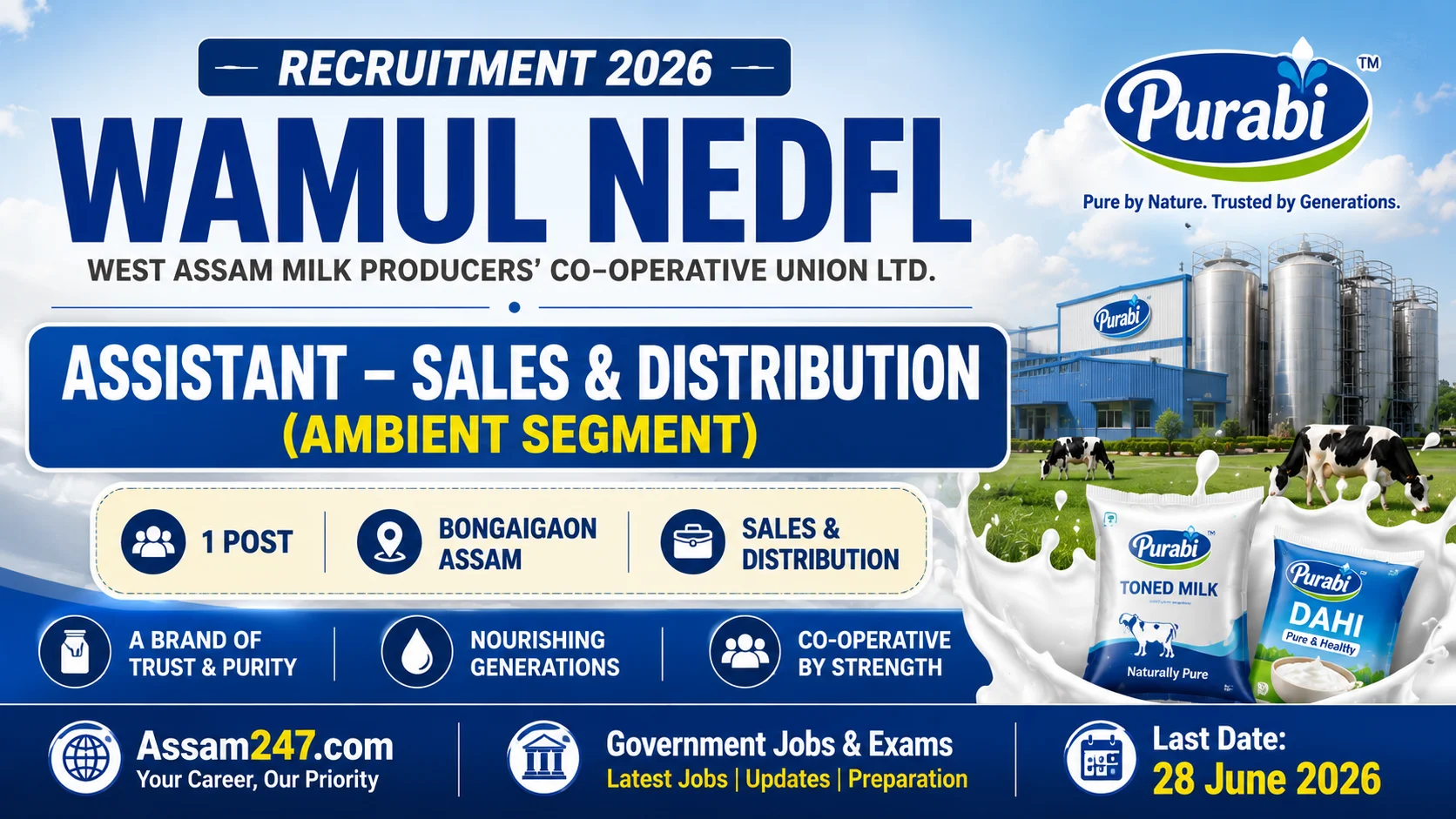 Purabi Diary Recruitment 2026: Apply for Assistant – Sales & Distribution (Ambient Segment) in Bongaigaon