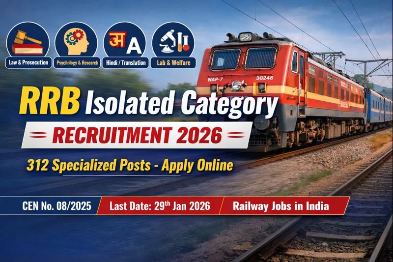 RRB Isolated Category Recruitment 2026: Apply Online for 312 Specialized Posts